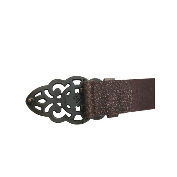 Streets Ahead Metallic Leather Belt with Ornate B main image 5
